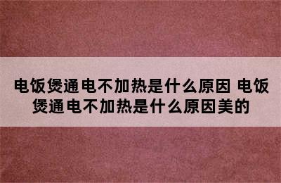 电饭煲通电不加热是什么原因 电饭煲通电不加热是什么原因美的